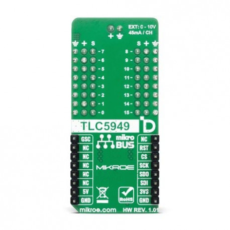 Vu de dessous du module de pilotage de servomoteurs Servo 3 Click MIKROE-6837