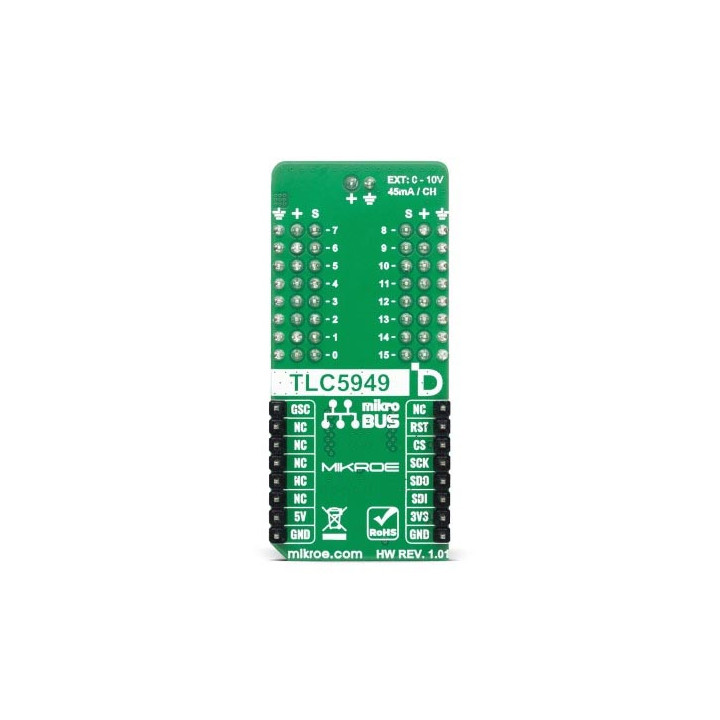 Vu de dessous du module de pilotage de servomoteurs Servo 3 Click MIKROE-6837