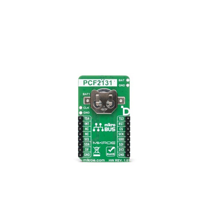Vue arrière du module horloge temps réel RTC 25 click MIKROE-6855