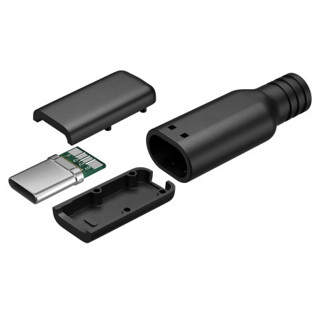 Détail du connecteur USB C mâle à souder avec son capot Détail du connecteur USB C mâle à souder avec son capot