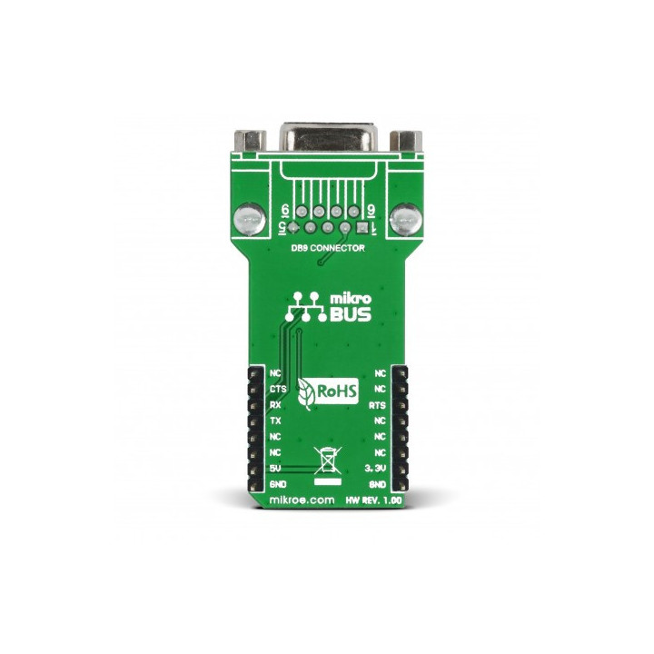 Vue arrière de l'interface RS232 Click MAX232
