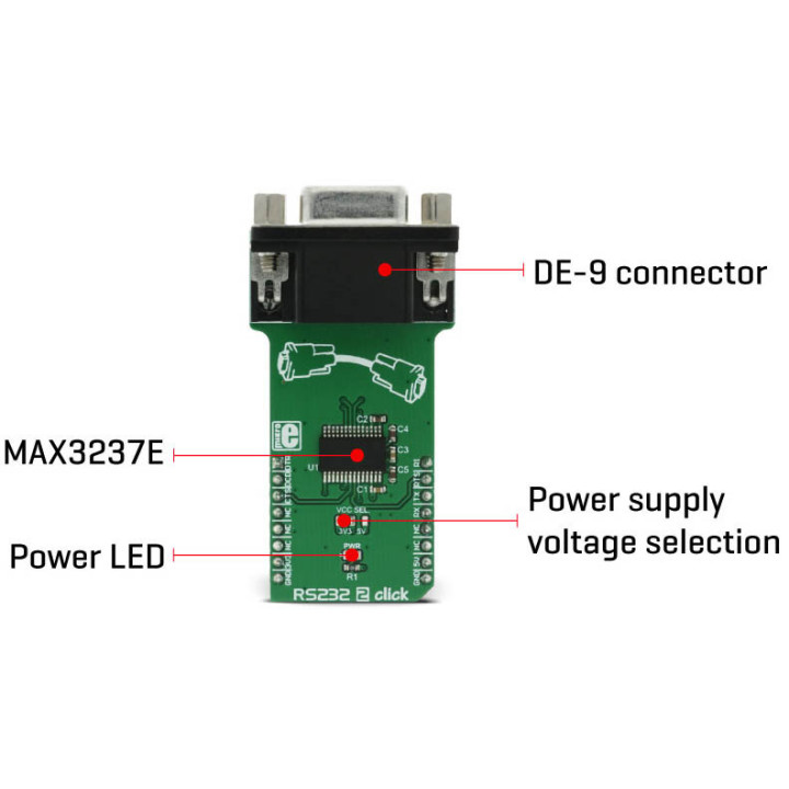 Détail de l'interface RS232 2 click MAX3237E