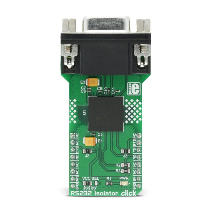 Vue détaillée de l'interface RS232 Isolator click
