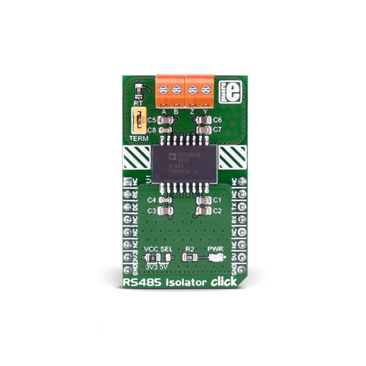 Vue détaillée de l'interface RS485 Isolator click