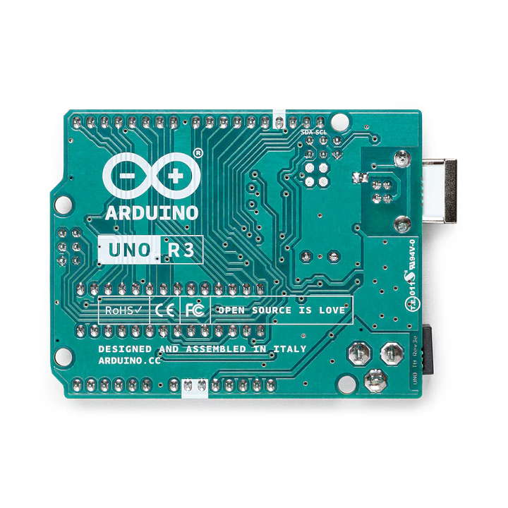Vue arrière de la carte Arduino® UNO Rev 3 A000066
