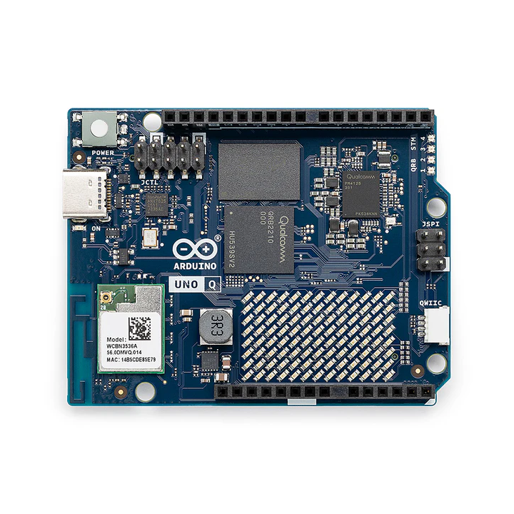 Vue avant de l'arduino UNO Q ABX00162 version 4 Go