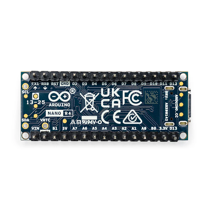 Vue de dessous de la carte Arduino® Nano R4 ABX00143