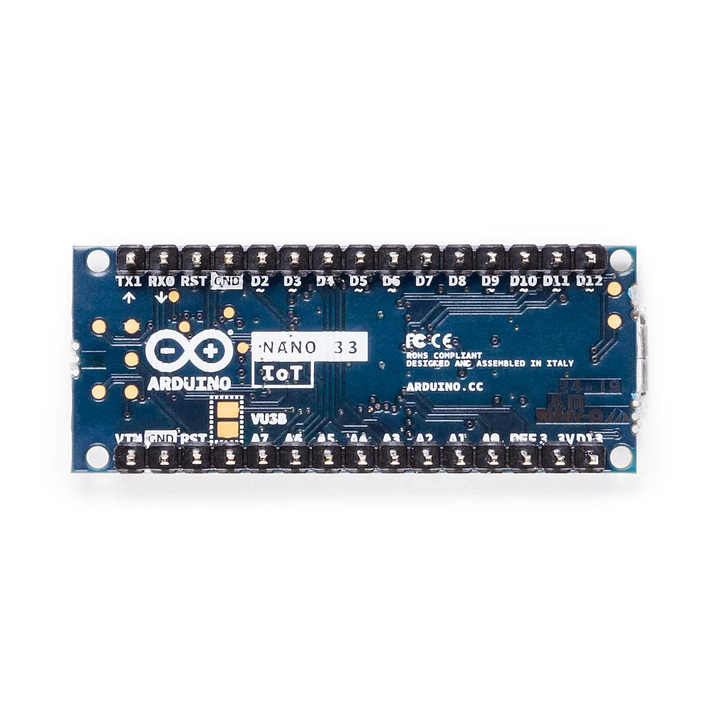 Vue de dessous de la carte Arduino® Nano 33 IoT ABX00032