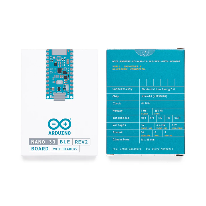 Boite de la carte Arduino® Nano 33 BLE Rev2 ABX00072