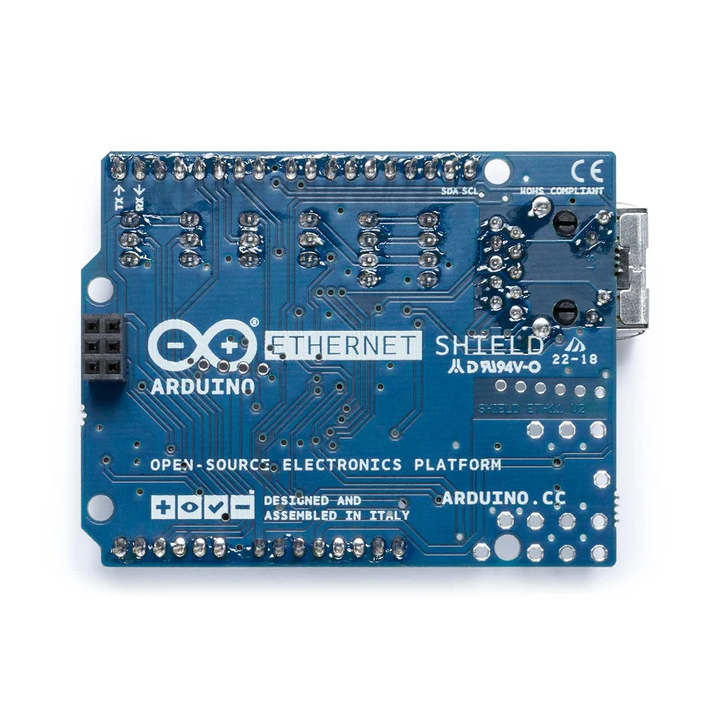 Vue arrière du module Ethernet Shield 2 pour Arduino® A000024