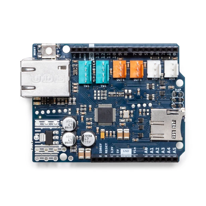 Vue de dessus du module Ethernet Shield 2 pour Arduino® A000024