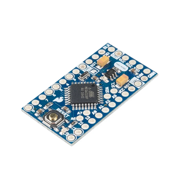 Vue de côté du Pro Mini 5 V - 16 MHz DEV-11113 compatible Arduino