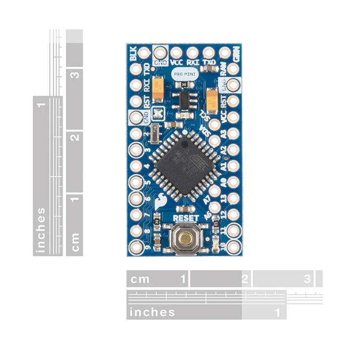 Dimensions du Pro Mini 3.3 V - 8 MHz DEV-11114