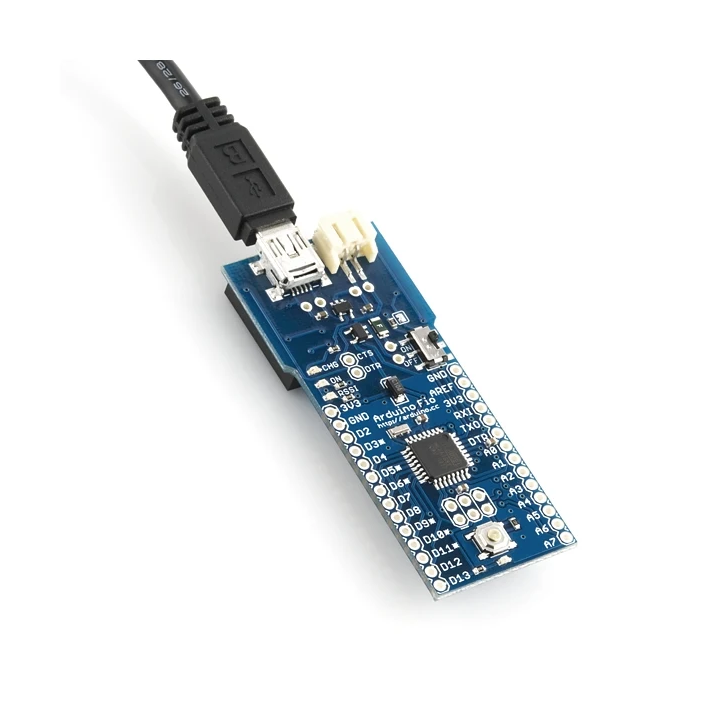 Raccordement au port USB de la platine Funnel Fio compatible Arduino avec support XBee