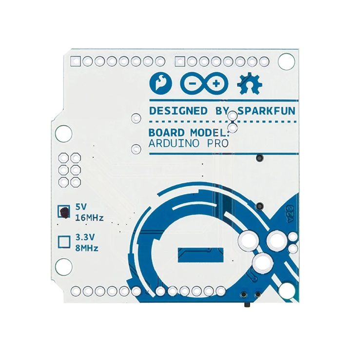Vue de dessous de la platine Pro - 5 V - 16 MHz DEV-10915