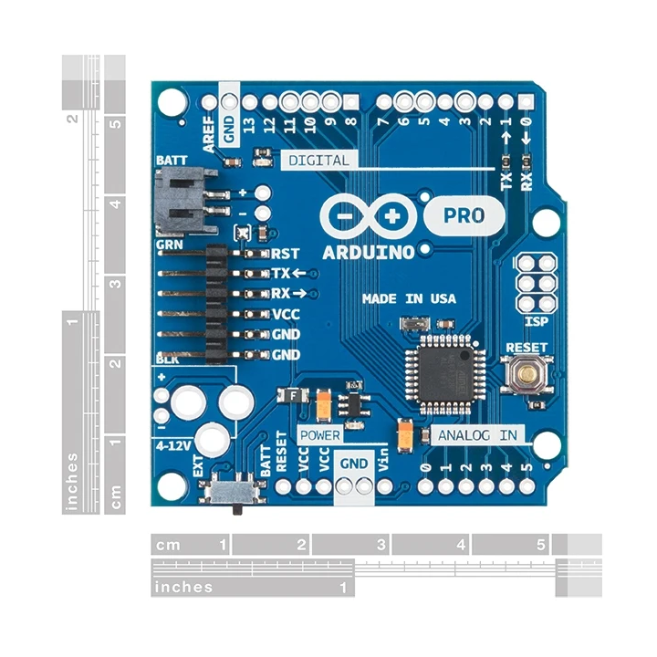 Dimensions de la platine Pro - 5 V - 16 MHz DEV-10915