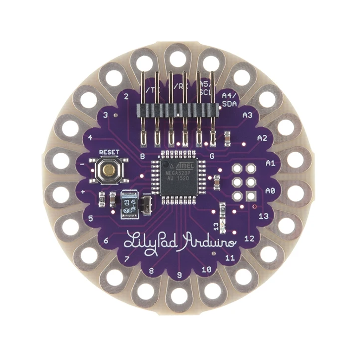 Vue de dessus de la platine LilyPad 328 - DEV-13342