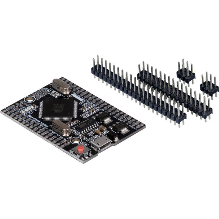 Vue de côté de la carte format compact compatible Mega2560
