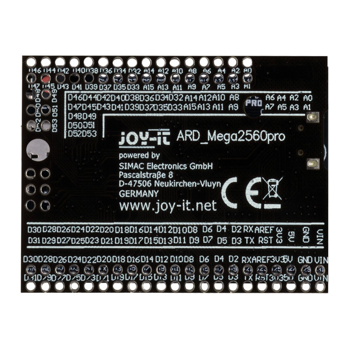 Vue de dessous de la carte format compact compatible Mega2560