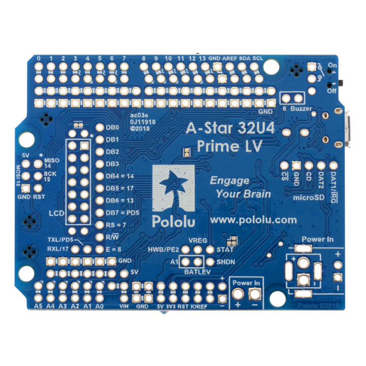Vue de dessous de la carte A-Star 32U4 Prime LV 4008