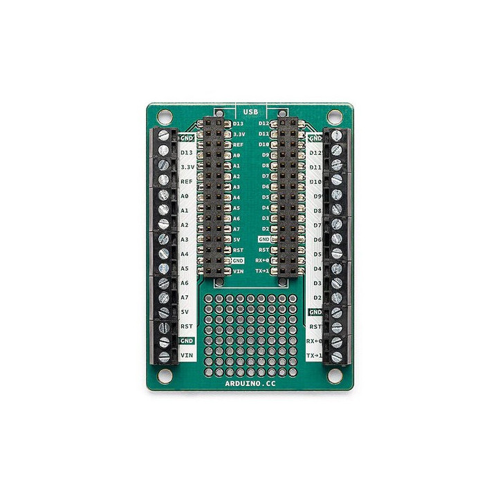 Vue de dessus de la carte Arduino Nano Screw Terminal Adapter ASX00037