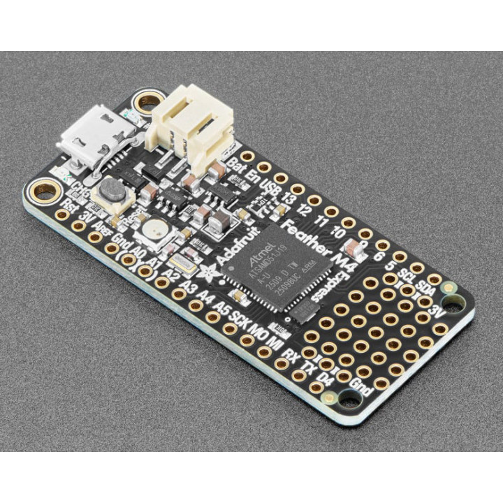 Vue de côté du module Feather M4 Express avec ATSAMD51