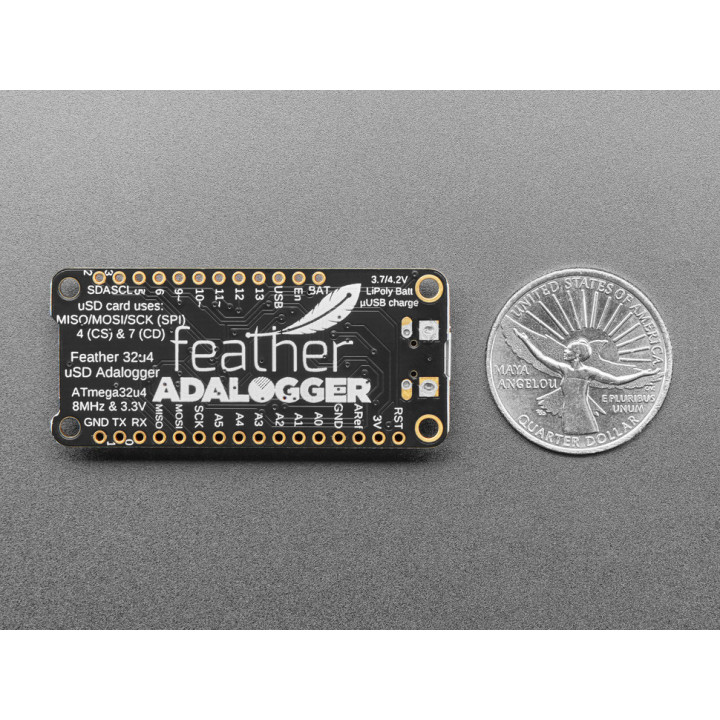 Vue arrière du module Feather 32u4 Adalogger - 2795