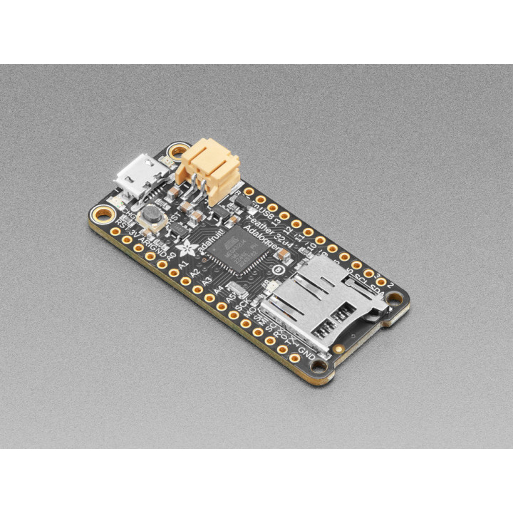 Vue de coté du module Feather 32u4 Adalogger - 2795