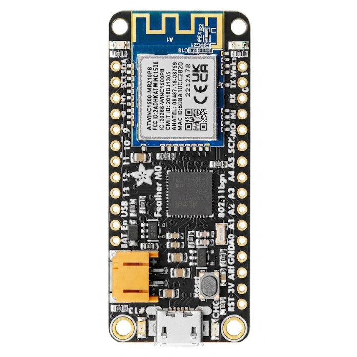 Vue de face du module Feather M0 WIFI (ATSAMD21 + ATWINC1500)