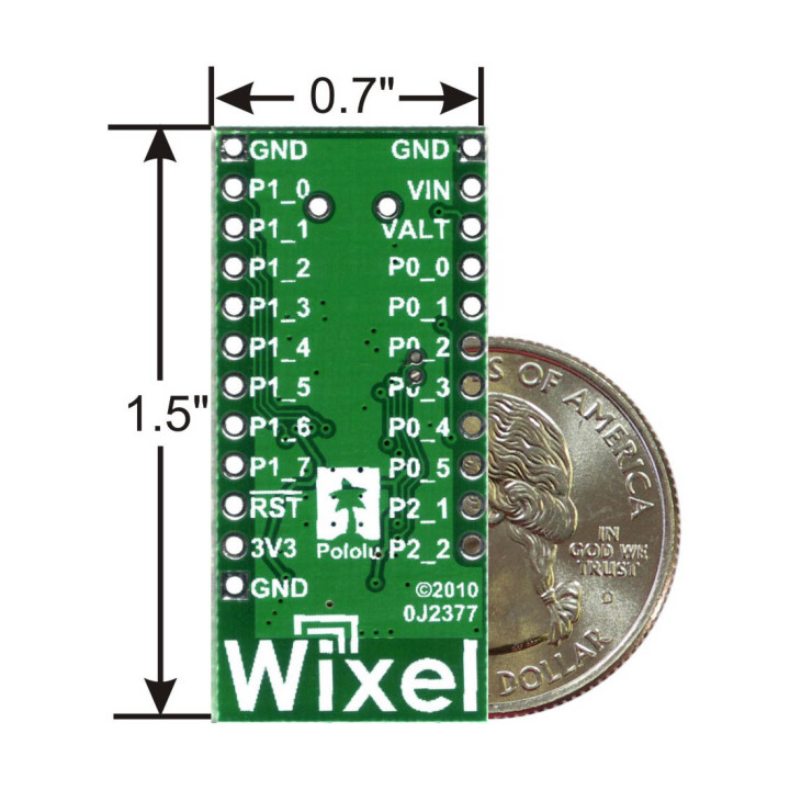 Dimensions du module programmable Wixel expérimental