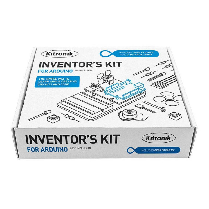 La boite de rangement en carton du Inventor’s kit Kitronik pour Uno