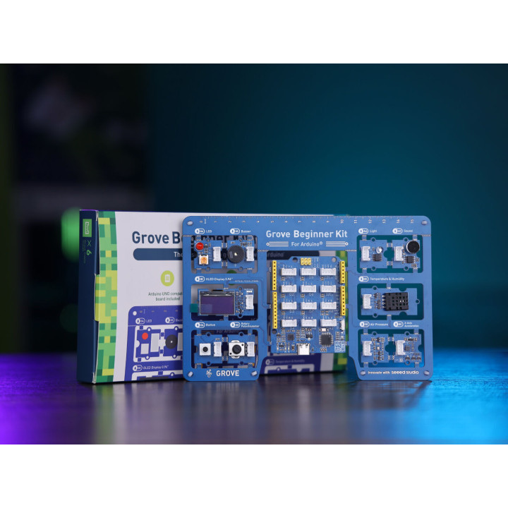 La boite et le Beginner kit Grove compatible Arduino®