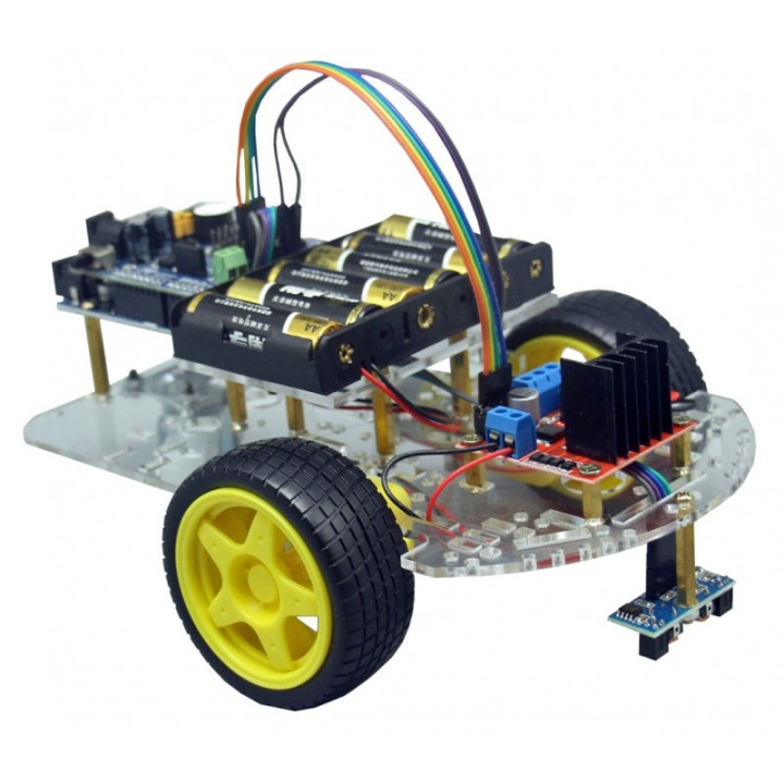 Vue sur le capteur de suivie de ligne du Robot C-9875 (piles non livrées)