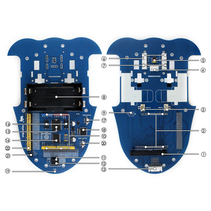 Détail du robot AlphaBot 12249 pour Uno et Raspberry