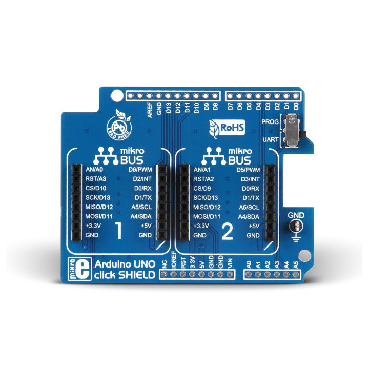 Gros plan sur le Shield Click pour Arduino® UNO