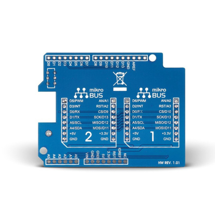 Vue arrière du Shield Click pour Arduino® UNO