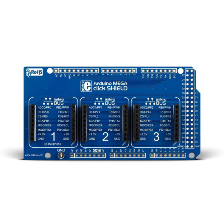 Gros plan du Shield Click pour Arduino® Mega2560