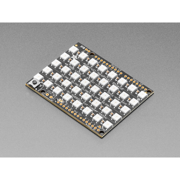 Vue de côté du Shield matrice à leds NeoPixels® pour Arduino®