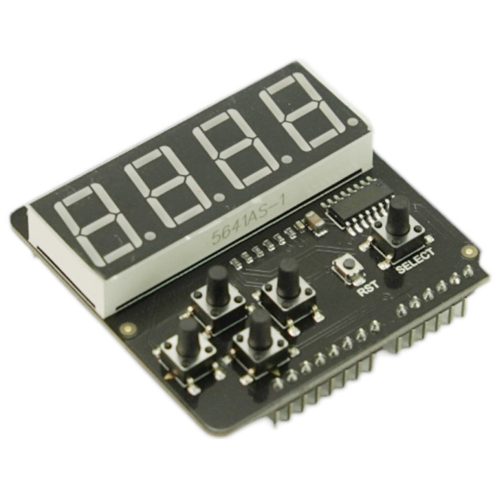 Vue de côté de la carte Shield 7 segment pour Arduino®