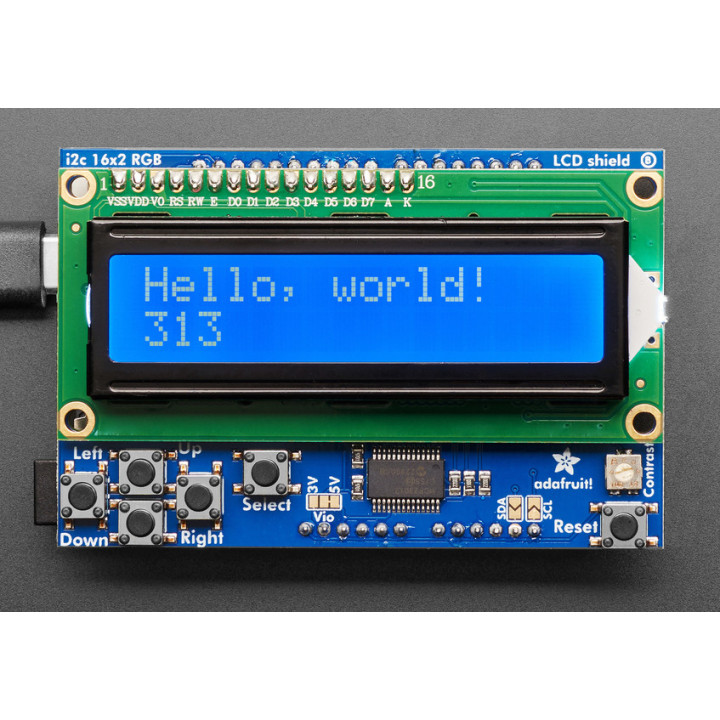 Gros plan sur le Kit Shield LCD 2 x 16 Blue pour Arduino®