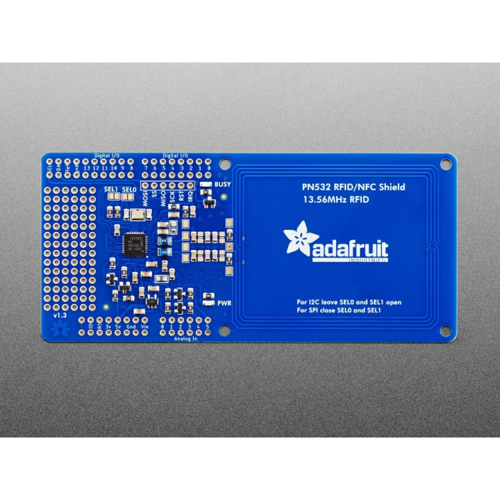 Vue de face de la carte Shield NFC-RFID Adafruit pour Arduino®