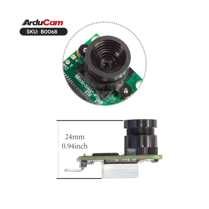 Vue de l'objectif de la caméra MINI ArduCAM  5 MP OV5642