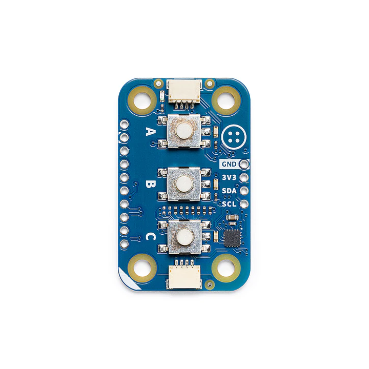 Vue de dessus du module Arduino Modulino Buttons ABX00110