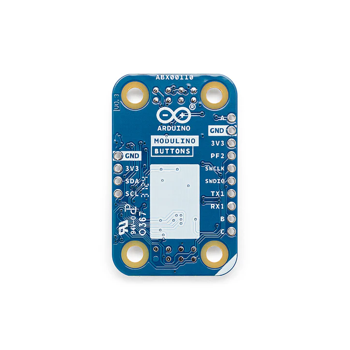 Vue de dessous du module Arduino Modulino Buttons ABX00110