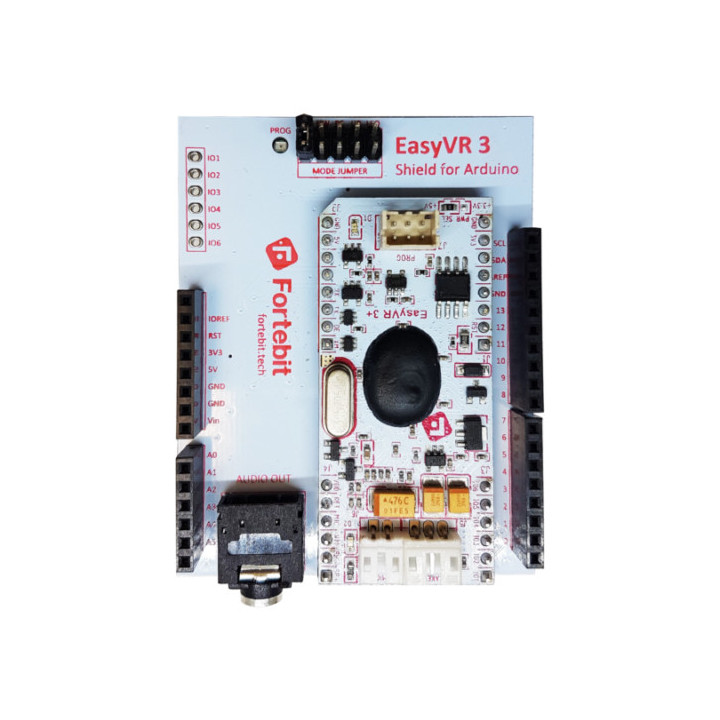 Vue de dessus du shield de reconnaissance vocale EasyVR 3 Plus