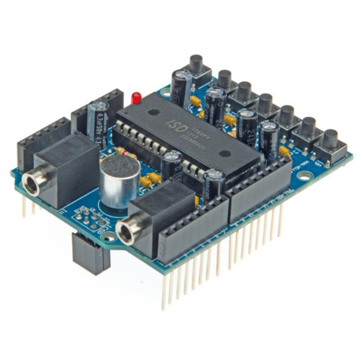 Vue de côté du Shield Audio monté VMA pour Arduino®