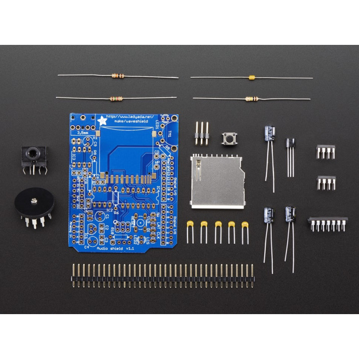 Vue des éléments du Kit Wave Shield pour Arduino®