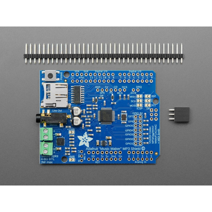 Vue des éléments du Shield Music Maker pour Arduino®