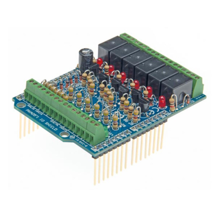 Vue des borniers d'entrées de la platine I-O shield VMA05 pour Arduino®