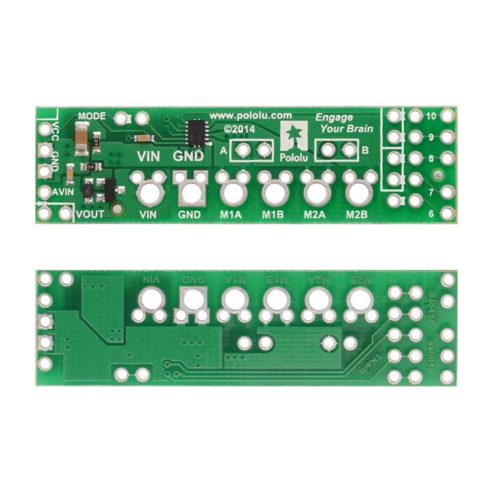 Vue de la face avant et arrière du Dual Motor Shield DRV8835 pour Arduino®